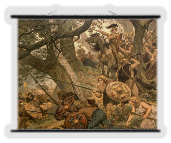 Schulwandbild, Die Schlacht im Teutoburger Wald von Hermann Joseph Wilhelm Knackfuß