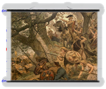 Schulwandbild, Die Schlacht im Teutoburger Wald von Hermann Joseph Wilhelm Knackfuß